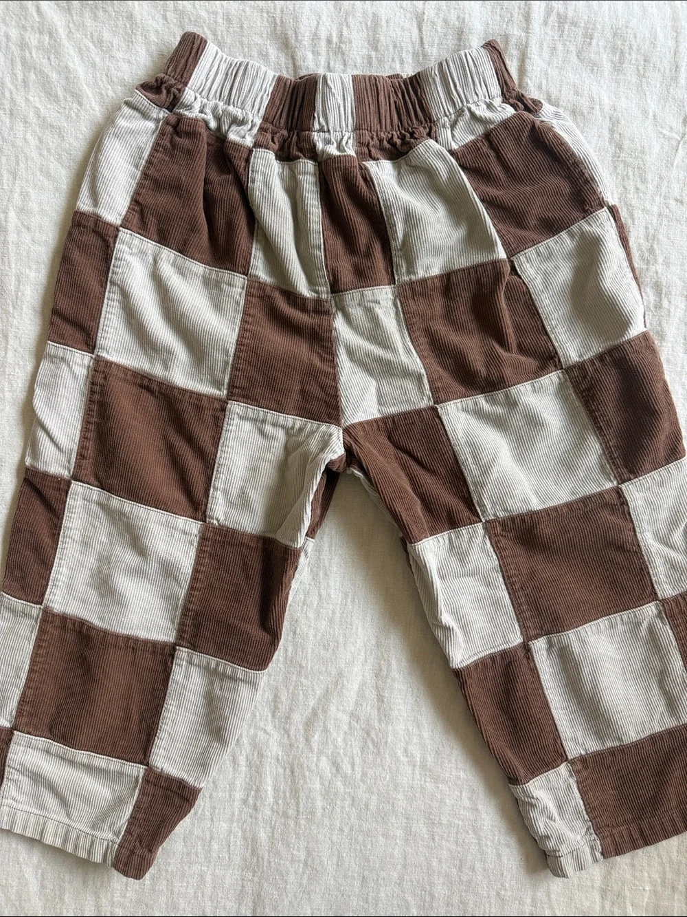 Rylee + Cru Kids Brown & Cream Check Patchwork Pants Size 4/5T